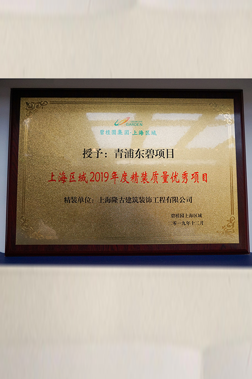 2019 青浦东碧项目荣获上海区域2019年度精装质量优秀项目